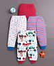 BUMZEE Cotton Knit Full Length Lounge Pants with Stripes & Vehicle Print Pack of 4 - White & Red
