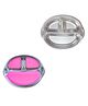 Theoni Stainless Steel Suction Monkey Plate for Toddlers   3 Compartment Baby Feeding Plate   BPA-Free & Dishwasher Safe(Pink Suction)
