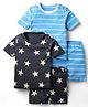 Kidi Wav Pack Of 2 Half Sleeves Striped & Stars Printed Coordinating Tees & Shorts Set - Multi Colour