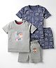 Kidi Wav Pack Of 2 Half Sleeves Bear & Vehicles Printed Coordinating Tees & Shorts Set - Multi Colour