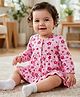 Babyoye 100% Cotton Knit With Eco Jiva Finish Full Sleeves Frock & Bloomer With Floral Print - Pink