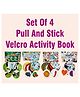 Littlefolks Set Of 4 Round Velcro Activity Books|Busy Book|Activity Binder |Pull and Stick Montessori Toy|Reusable Stickers|Early learning Tool|Play and learn Kit|Travel Friendly|Age 1-5 years