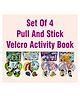 Littlefolks Set Of 4 Round Velcro Activity Books|Pull and stick Montessori Toy|Reusable Stickers|Early learning Tool|Play and learn Kit|Travel Friendly|Age 1-5 years