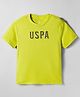 US Polo Assn Cotton Knit Half Sleeves  T-Shirt With Brand Logo Print - Neon Green