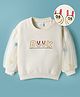 Mark & Mia Fleece Knit Full Sleeves Oversized Sweatshirt with Text Graphic & Pom Pom Detailing - Cream