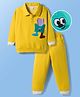 Mark & Mia Knit Full Sleeves Fleece Winter Wear Oversized T-Shirt & Lounge Pant Set With Pocket Applique - Yellow