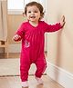 Babyoye 100% Cotton Knit With Eco Jiva Finish Solid Dyed Full Sleeves Romper With Butterfly Print - Dark Pink