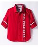US Polo Assn Cotton Woven Full Sleeves Shirt with Brand Text Print - Red