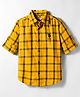 US Polo Assn Cotton Knit Full Sleeves Shirt With Checks & Brand Logo Embroidery - Mustard