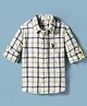 US Polo Assn Cotton Knit Full Sleeves Shirt With Checks & Brand Logo Embroidery - White