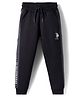 US Polo Assn Cotton Knit Full Length Lounge Pant With Text Print - Black