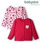 Babyoye 100% Cotton Knit Full Sleeves Eco Jiva Finish Jhablas with Floral & Animal Print Pack of 2 - Pink & Red