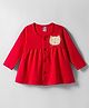 Tango Interlock Knit Full Sleeves Front Open Frock with Kitty Print - Red