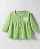 Tango Interlock Knit Full Sleeves Front Open Frock with Kitty Print - Light Green