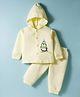Tango  Knit Full Sleeves Winter Wear Hooded Night Suit With Penguin Print - Lemon