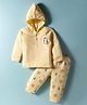 Tango Interlock Knit Full Sleeves Hooded T-Shirt and Joggers with Penguin Print - Yellow