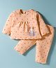 Tango Knit Full Sleeves Winter Wear Night Suit With Floral Print - Peach