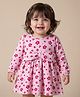 Babyoye 100% Cotton Interlock Knit with Eco Jiva Finish Full Sleeves Frock Style Onesie with Floral Print - Pink