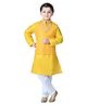 Vaanee Designz Cotton Blend Woven Full Sleeves Solid Kurta Pyjama With Threadwork Embroidered & Sequins Embellished Jacket Set - Yellow