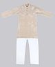 Vaanee Designz Cotton Woven Woven Full Sleeves Solid Kurta Pyjama Set - Cream