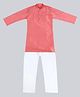 Vaanee Designz Cotton Woven Woven Full Sleeves Solid Kurta Pyjama Set - Peach