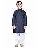 Vaanee Designz Cotton Blend Woven Full Sleeves Threadwork Embroidered Sequins Embellished Kurta Pyjama Set - Blue