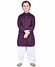 Vaanee Designz Cotton Blend Woven Full Sleeves Threadwork Embroidered Sequins Embellished Kurta Pyjama Set - Maroon