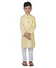 Vaanee Designz Cotton Blend Woven Full Sleeves Abstract Printed Kurta Pyjama Set - Yellow
