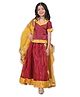 Vaanee Designz Georgette Woven Half Sleeves Ethnic Foil Printed Coordinating Lehenga Choli With Dupatta Set - Maroon