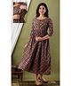 NEVISHA STYLE Cotton Woven Three Fourth Sleeves Floral Printed Maternity Kurta With Nursing Access - Blue