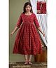 NEVISHA STYLE Cotton Woven Three Fourth Sleeves Floral Printed Maternity Kurta With Nursing Access - Red