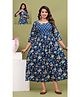 NEVISHA STYLE Cotton Woven Three Fourth Sleeves Floral Printed Maternity Kurta With Nursing Access - Blue