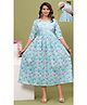 NEVISHA STYLE Cotton Woven Three Fourth Sleeves Floral Printed Maternity Kurta With Nursing Access - Blue
