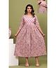 NEVISHA STYLE Cotton Woven Three Fourth Sleeves Floral Printed Maternity Kurta With Nursing Access - Pink