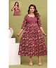 NEVISHA STYLE Cotton Woven Three Fourth Sleeves Floral Printed Maternity Kurta With Nursing Access - Purple