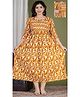 NEVISHA STYLE Cotton Woven Three Fourth Sleeves Floral Printed Maternity Kurta With Nursing Access - Brown