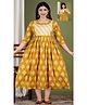 NEVISHA STYLE Cotton Woven Three Fourth Sleeves Ethnic Motif Printed Maternity Kurta With Nursing Access - Yellow