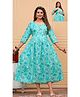 NEVISHA STYLE Cotton Woven Three Fourth Sleeves Floral Printed Maternity Kurta With Nursing Access - Sea Green