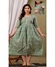 NEVISHA STYLE Cotton Woven Three Fourth Sleeves Floral & Paisley Printed Maternity Kurta With Nursing Access - Green