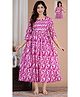 NEVISHA STYLE Cotton Woven Three Fourth Sleeves Floral Printed Maternity Kurta With Nursing Access - Purple