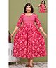 NEVISHA STYLE Cotton Woven Three Fourth Sleeves Floral Printed Maternity Kurta With Nursing Access - Pink