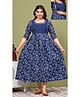 NEVISHA STYLE Cotton Woven Three Fourth Sleeves Floral Printed Maternity Kurta With Nursing Access - Blue