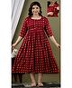 NEVISHA STYLE Cotton Woven Three Fourth Sleeves Ethnic Motif Printed Maternity Kurta With Nursing Access - Red