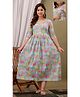 NEVISHA STYLE Cotton Woven Three Fourth Sleeves Floral Printed Maternity Dress With Side Seam Nursing Access - Multi Colour
