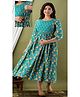NEVISHA STYLE Cotton Woven Three Fourth Sleeves Floral Printed Maternity Kurta With Side Zipper Nursing Access - Multi Colour