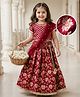 Babyhug Brocade Woven Half Sleeves Choli Lehenga with Dupatta & Floral Foil Print - Maroon