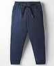 Doreme Knit Fleece & Woollen Solid Colour Pant With Cut & Sew Design - Navy Blue