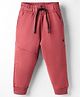 Doreme Knit Fleece Woven Full Length Solid Colour Pant With Cut & Sew Design - Rust Orange
