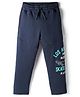 Doreme Knit Full Length Fleece Woollen Pant With Text Print & Cut & Sew Design - Navy Blue