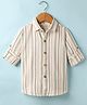 JASH KIDS Cotton Woven Full Sleeves Striped Shirt - White & Mint